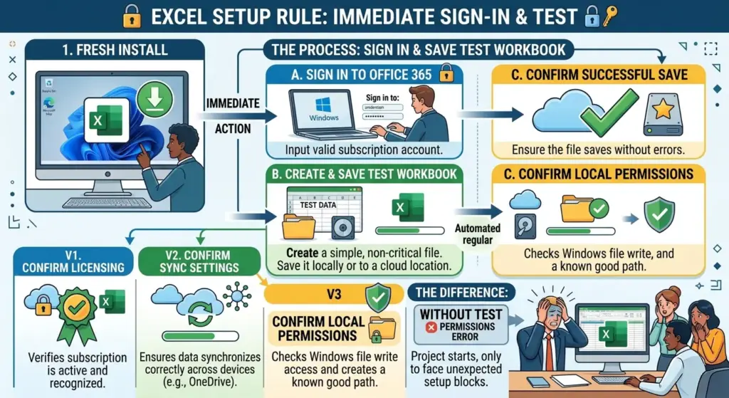 When you download excel on Windows, sign in and save a test workbook immediately. It confirms licensing, sync settings, and local permissions before a real project is on the line.